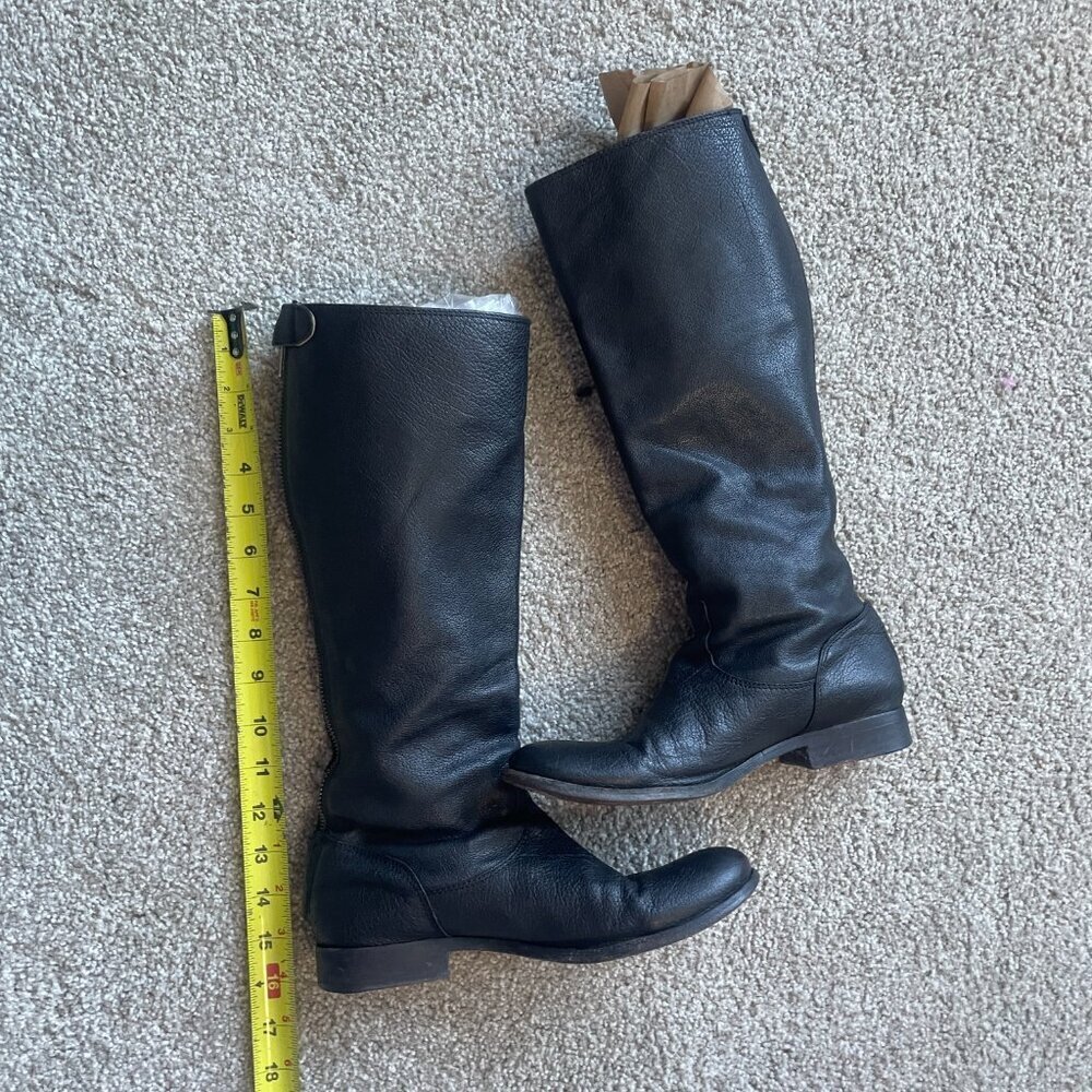 FRYE Melissa Button Back Black Leather Riding Boots - Picture 2 of 11